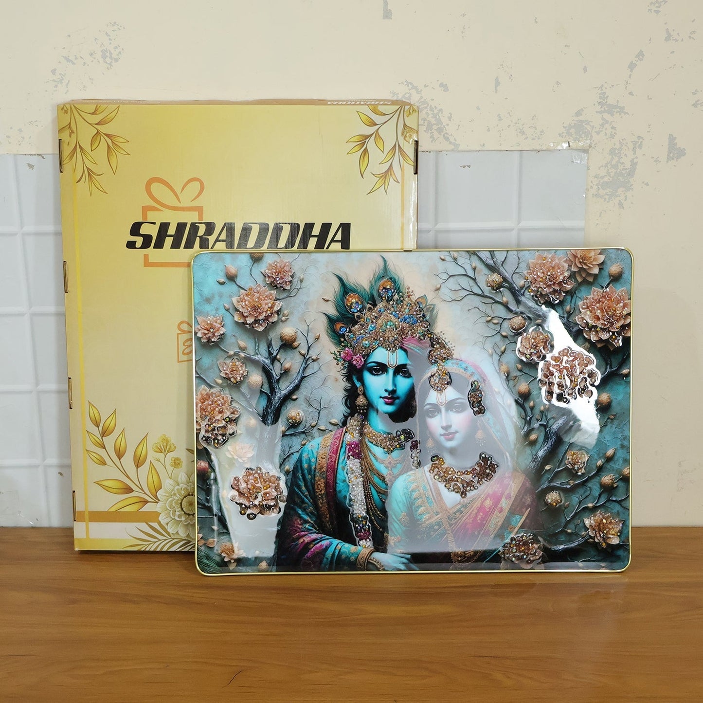 Premium Radha Krishna Decorative Wall Frame (1 Pc, 60x45 Cm)