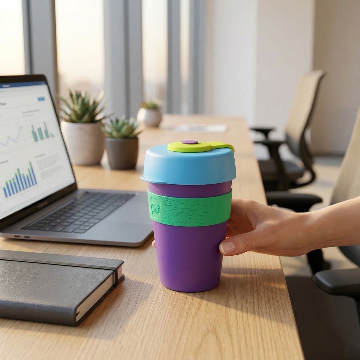 Reusable Colorful Travel Mug with Secure Silicone Lid (1 Pc, 400 ML)