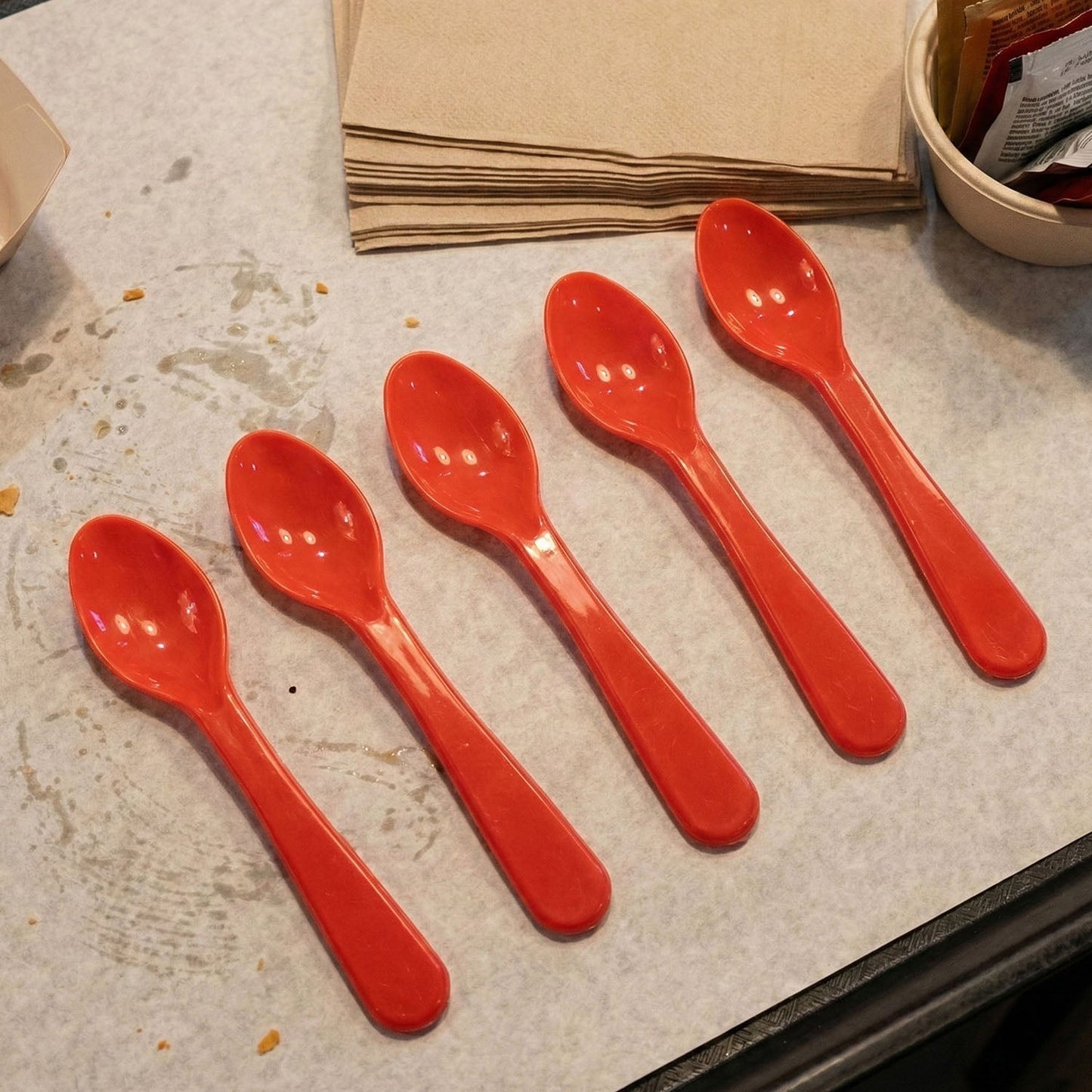 Food Plastic Spoon Set Table Spoon Tea Spoon Coffee Spoon Heat Resistant 5 Pc