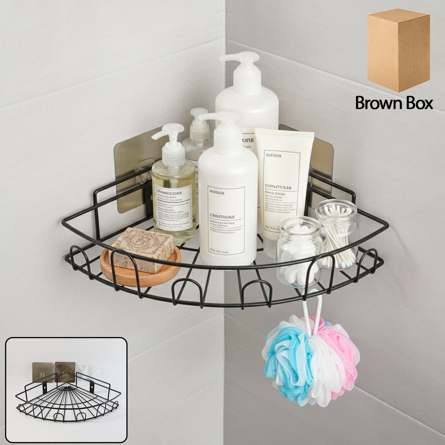 Wall-Mounted Corner Bathroom Storage Rack (1 Pc)