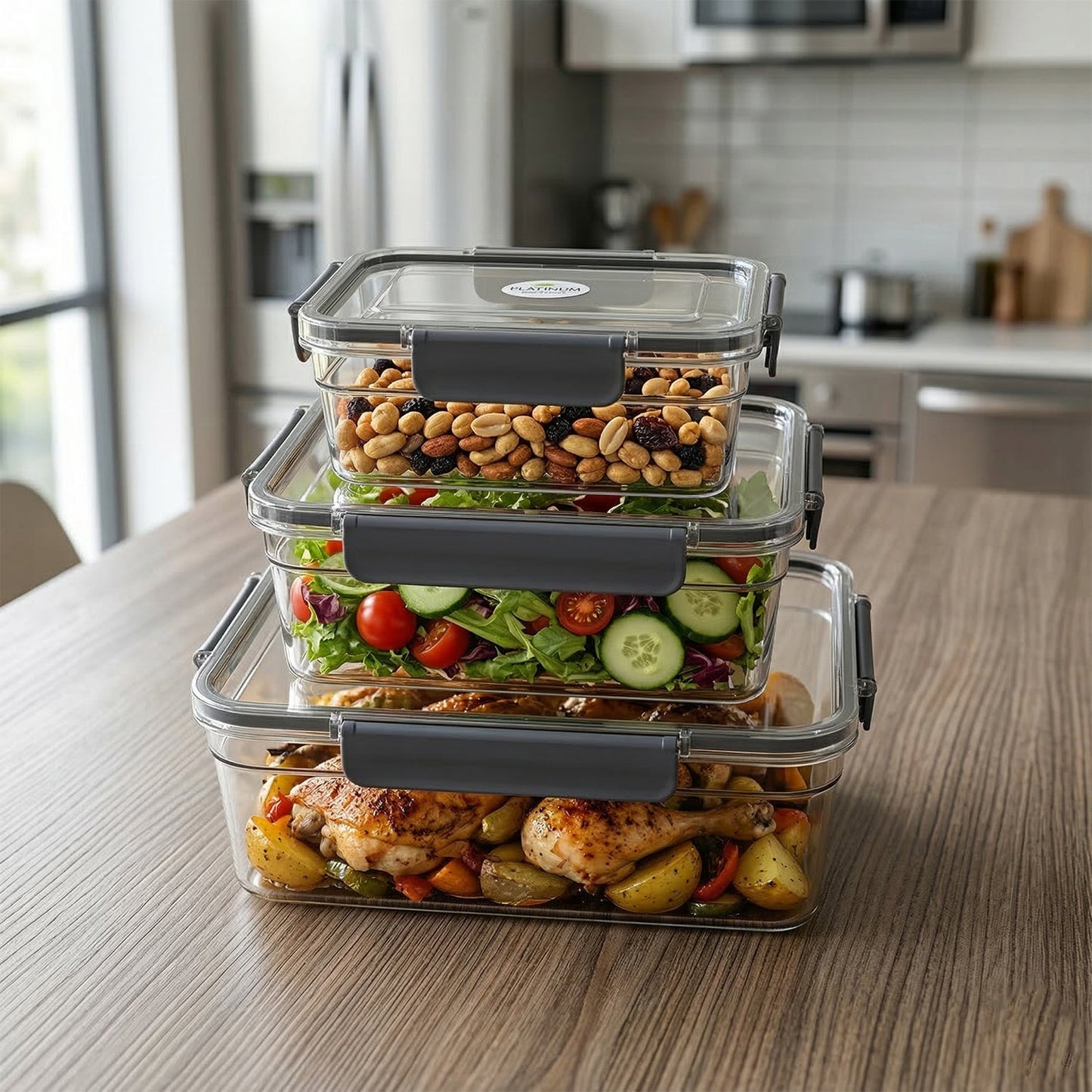 Plastic Airtight Food Storage Container Set(3 Pc, 750 ML, 1500 ML, 2800 ML)