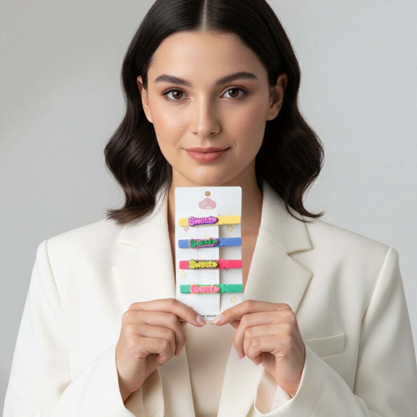 Sweet Text Decorative Hair Clip Set (4 Pc)