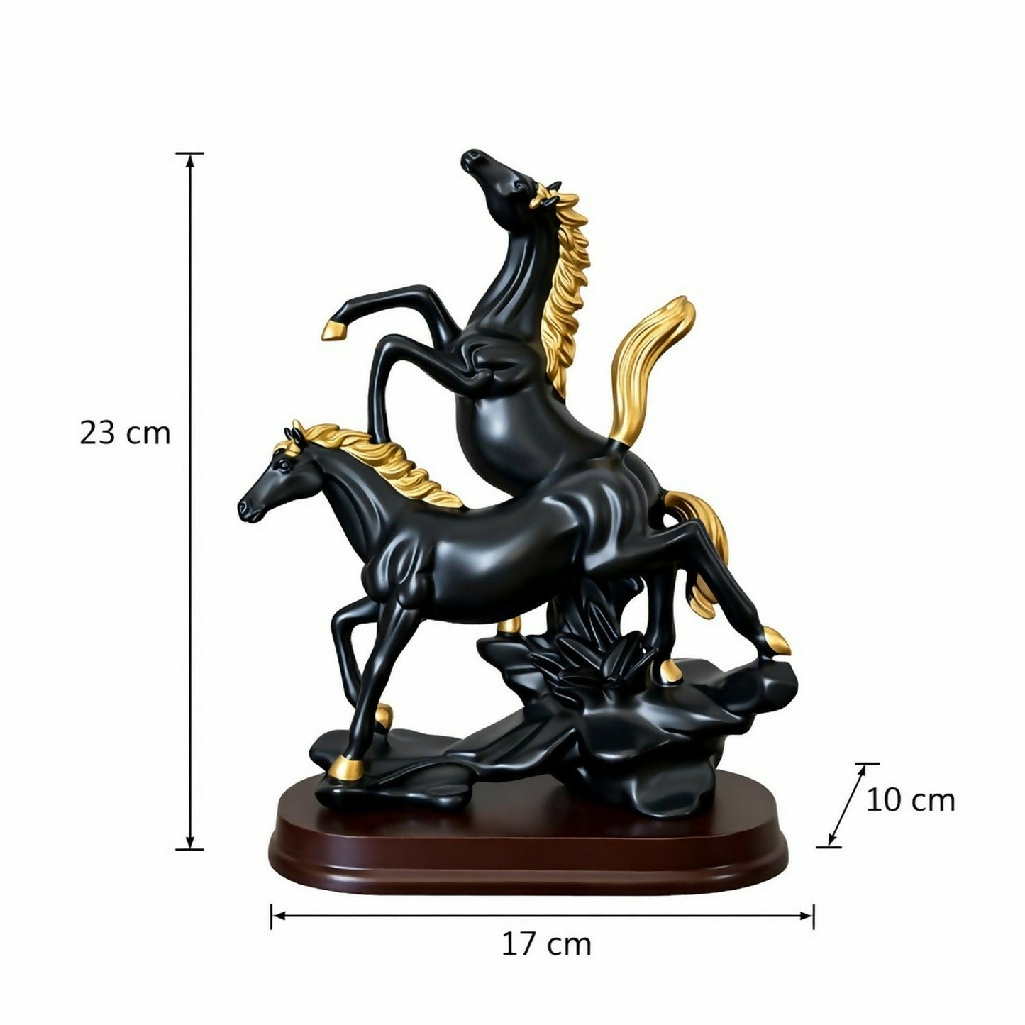 Black Gold Horse Statue Showpiece for Home Decor Table Accent
