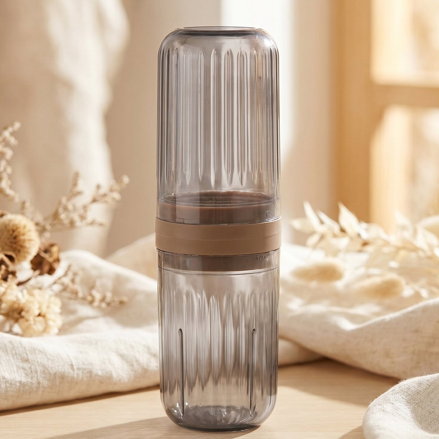 Travel Plastic Toothbrush Holder with Foldable Glass Design