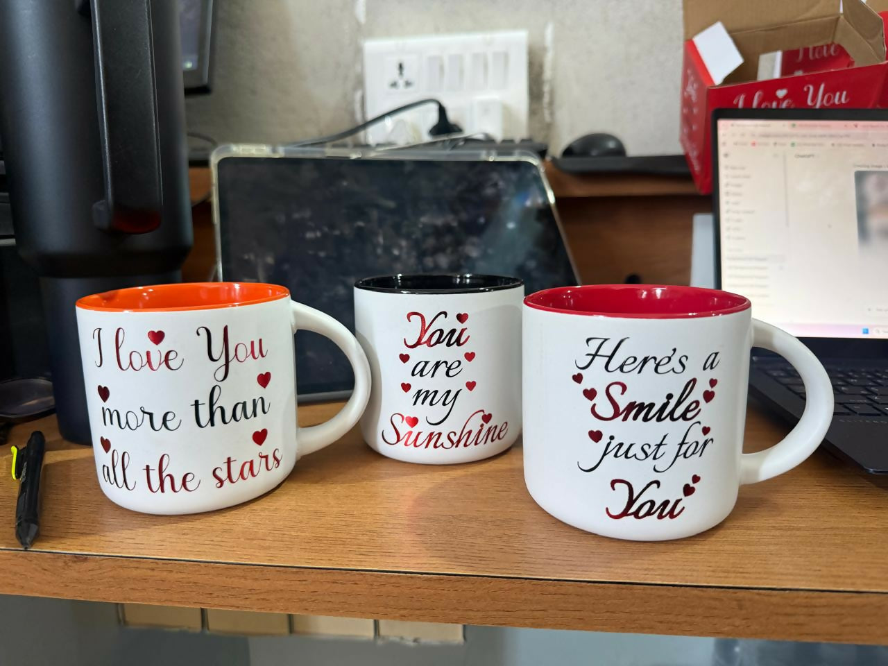 Printed Ceramic Coffee Mug with Gift Box Romantic Theme Cup
