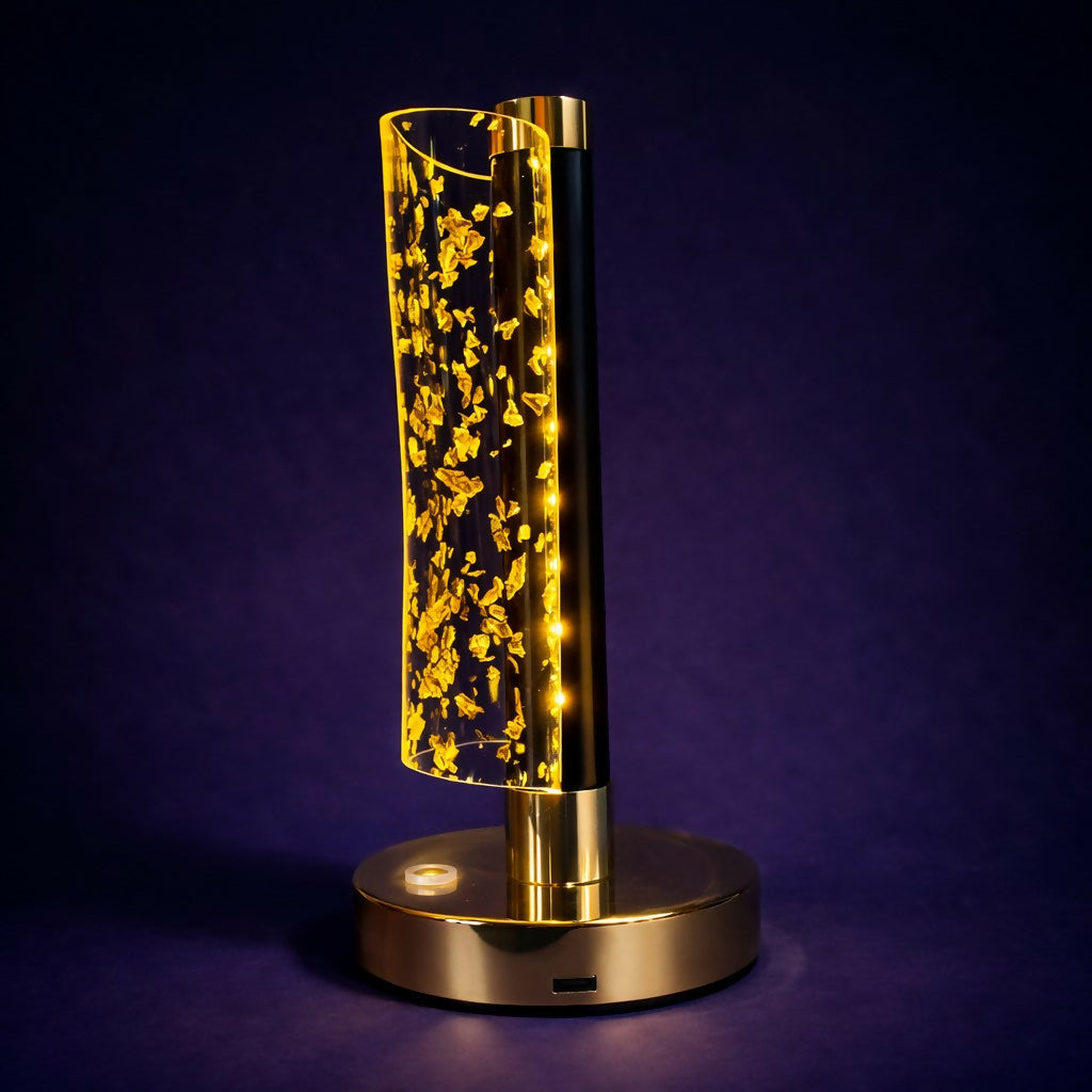 Crystal Glow LED Table Lamp with Elegant Gold Finish