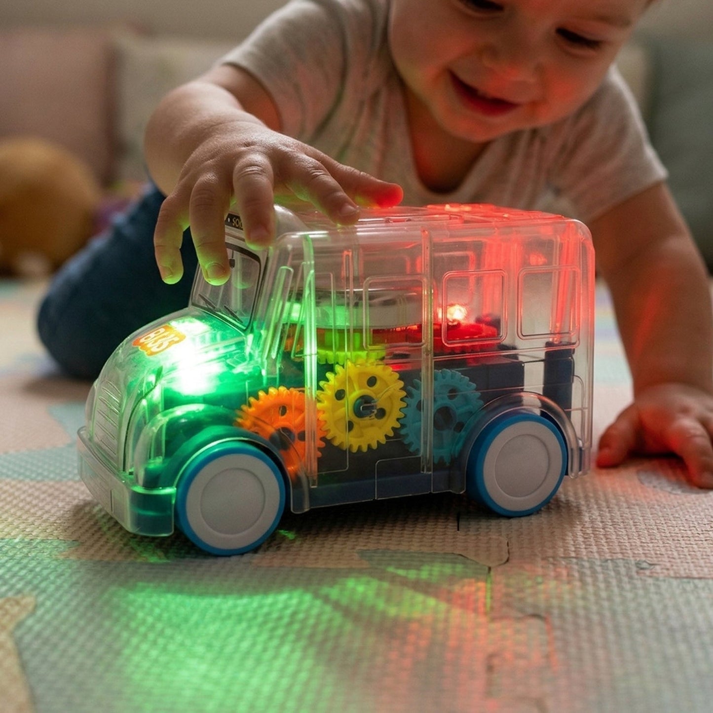Kids Transparent Musical Light-Up School Bus Toy (1 Pc)