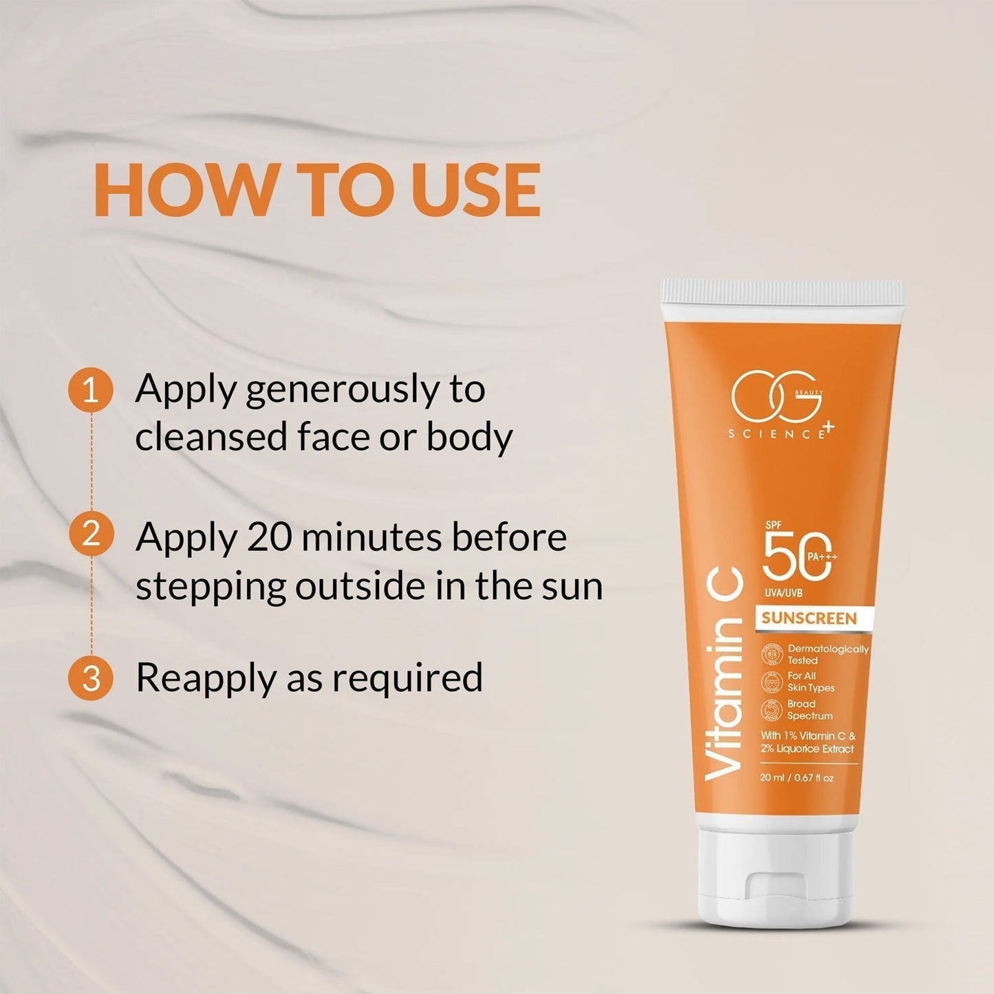Og beautyVitamin C Sunscreen SPF 50 PA+++ (1 Pc / 20Ml)