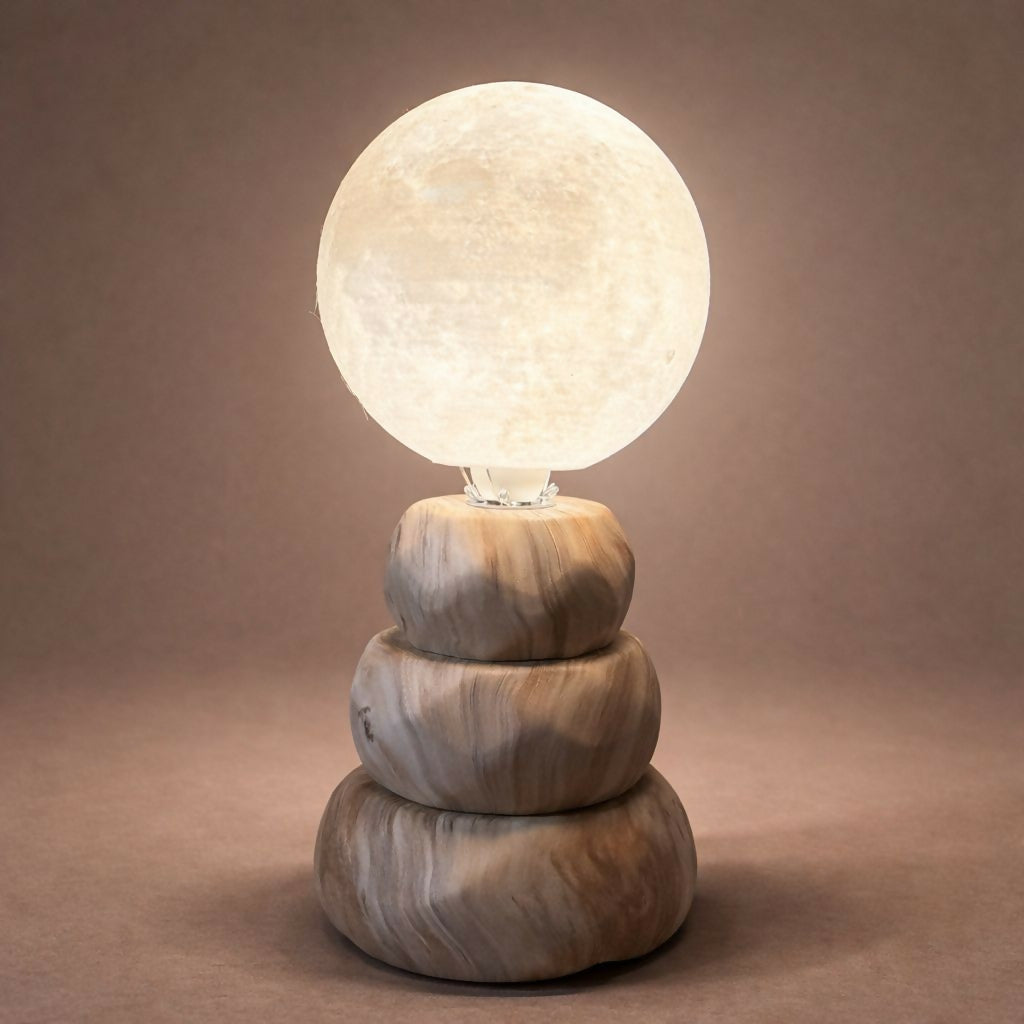 Moon Light Lamp with Stone Base Decorative LED Night Lamp