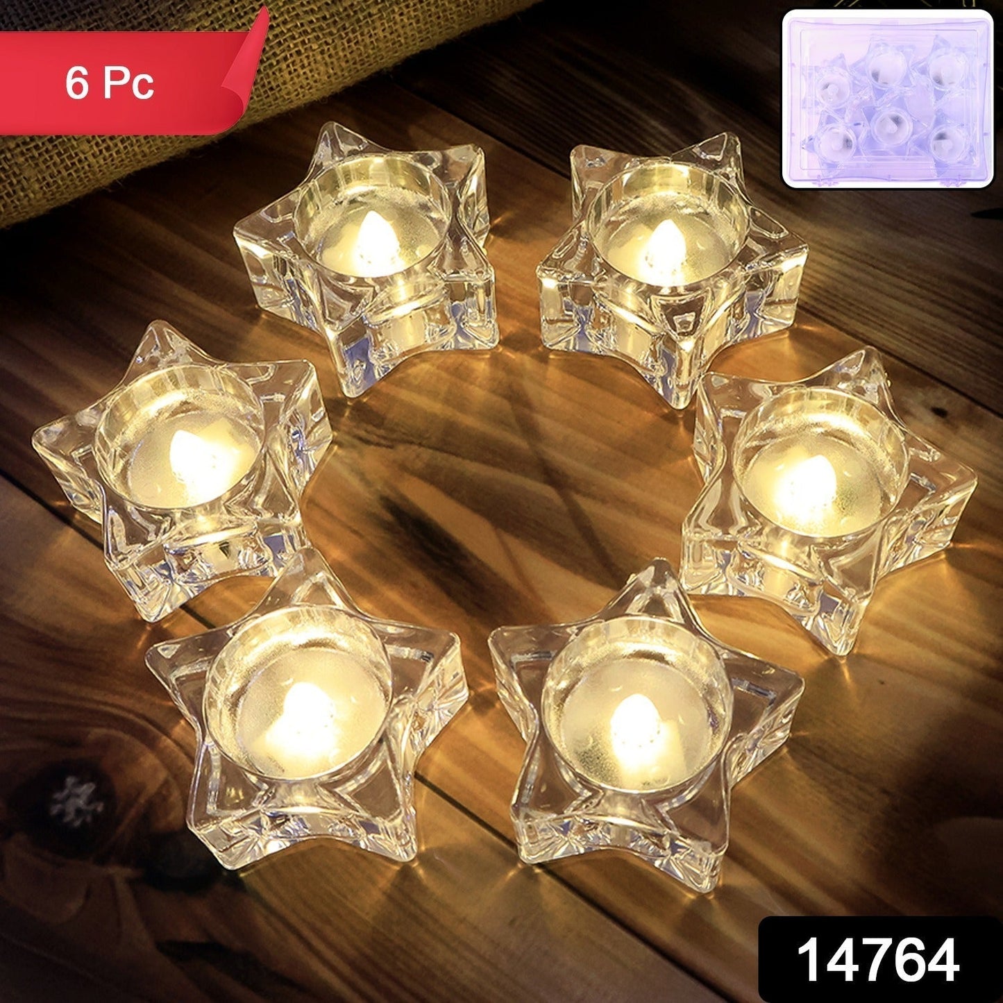 Flameless Star-Shaped LED Candles (6 Pc / Set)