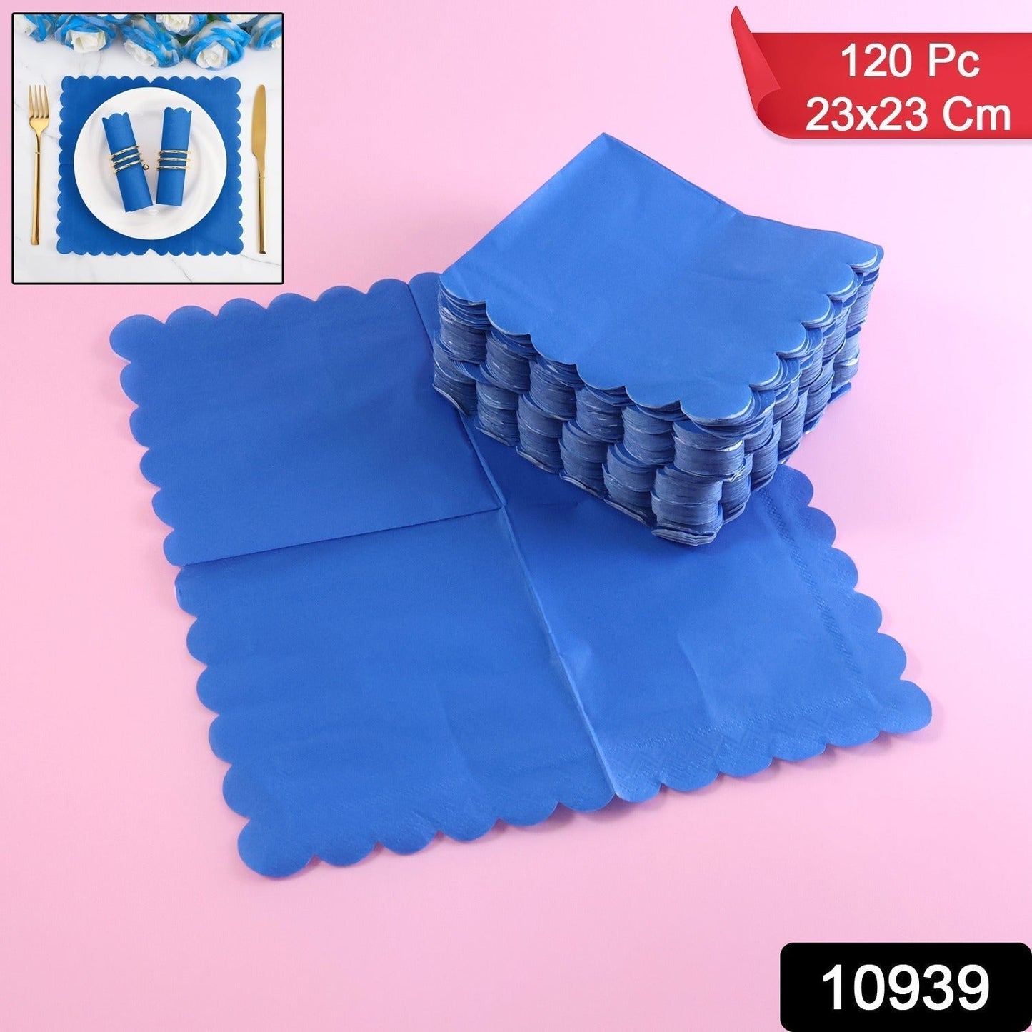 Royal Scalloped Disposable Paper Napkins (23 x 23 Cm / Approx 120 Pc)