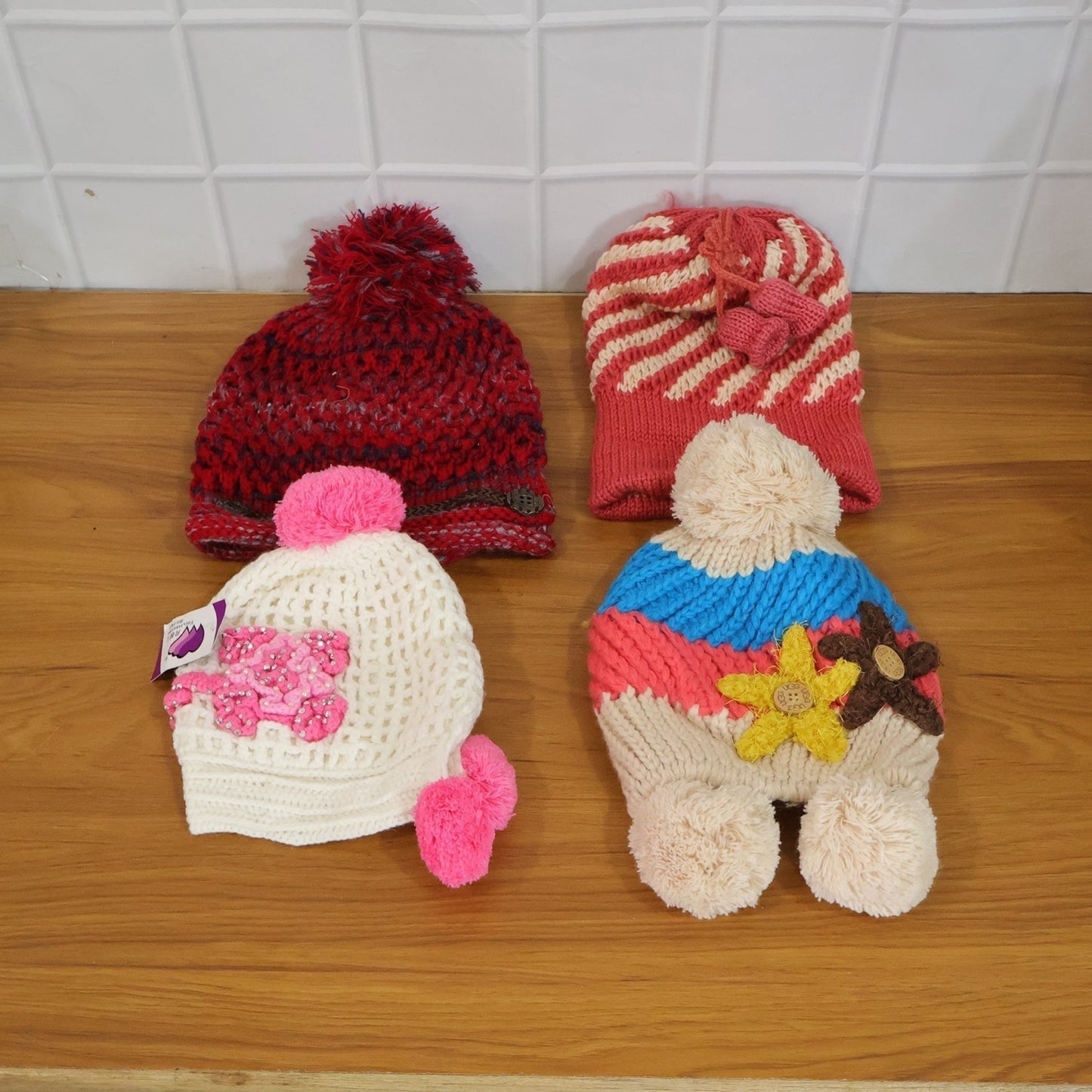 Cute Winter Woolen Knitted Caps for Men & Women (1 Pc, Mix Design)