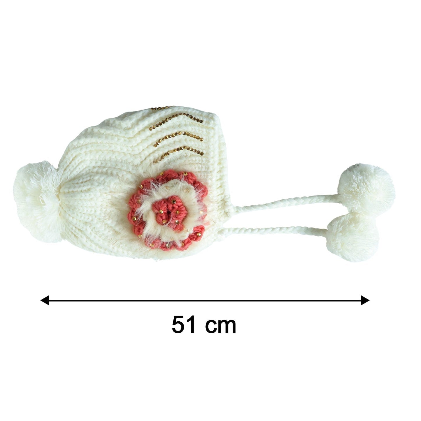 Cute Kids Winter Woolen Ear Flap Cap with Pom Pom (1 Pc, Mix Design)