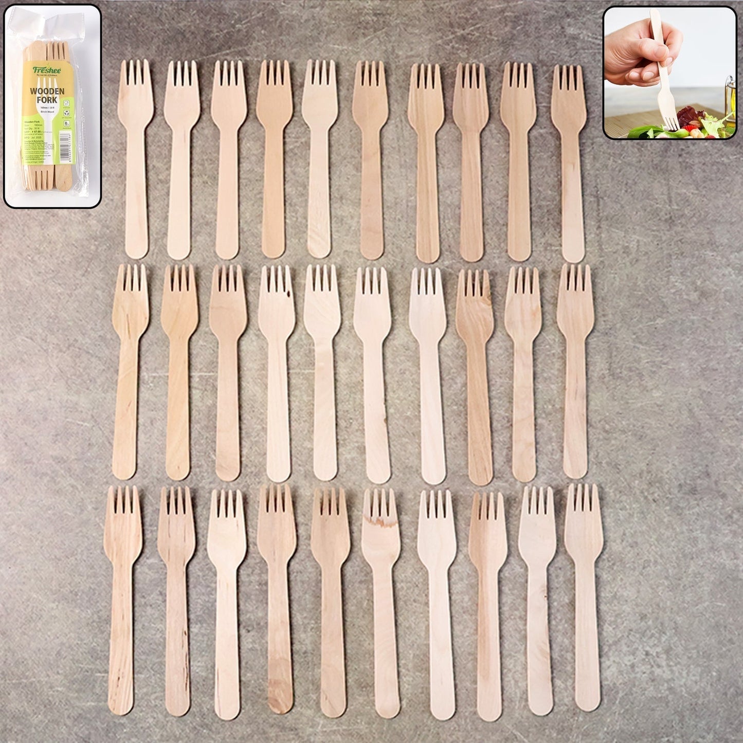 Freshee 160mm Wooden Fork – 30 Pcs Pack