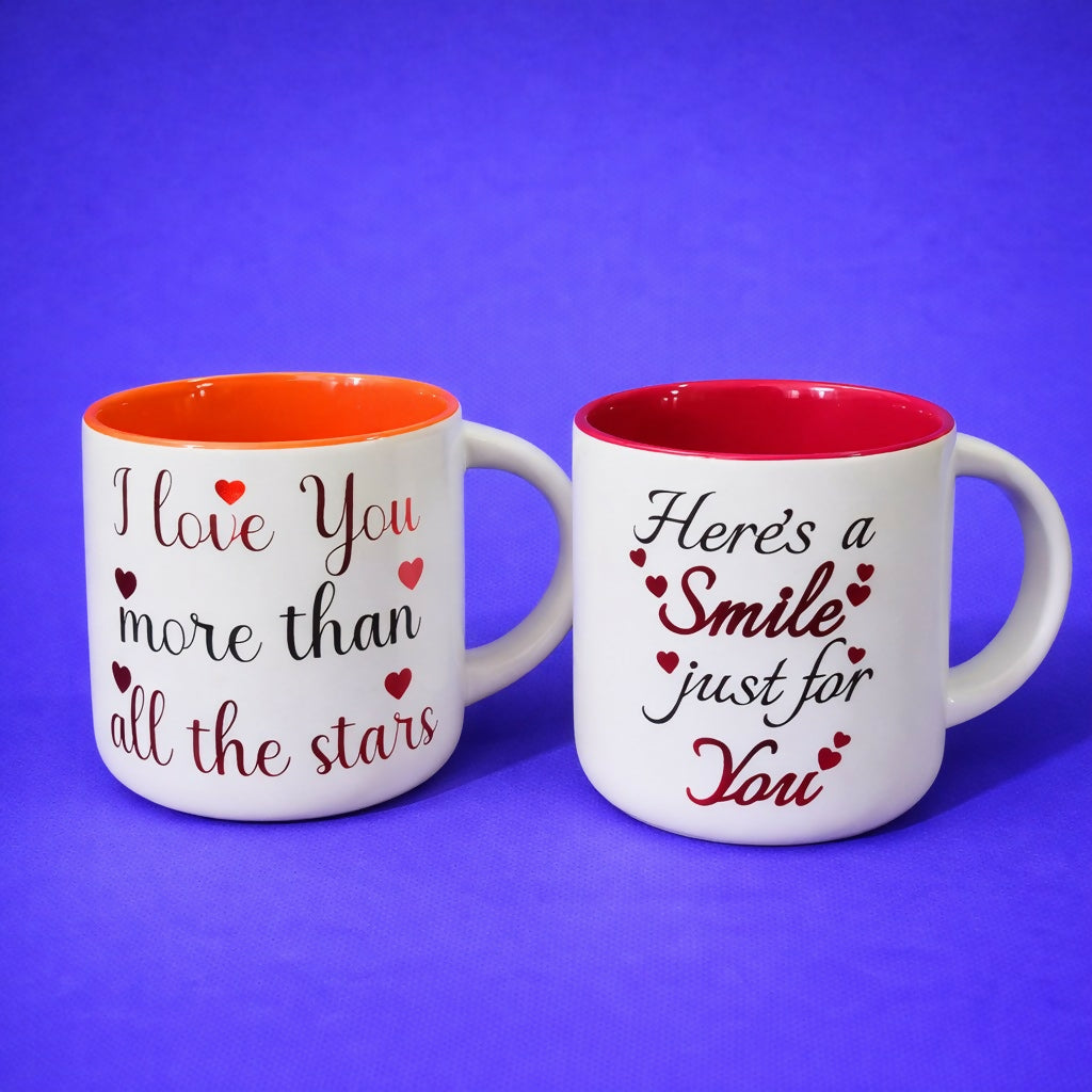 Printed Ceramic Coffee Mug with Gift Box Romantic Theme Cup
