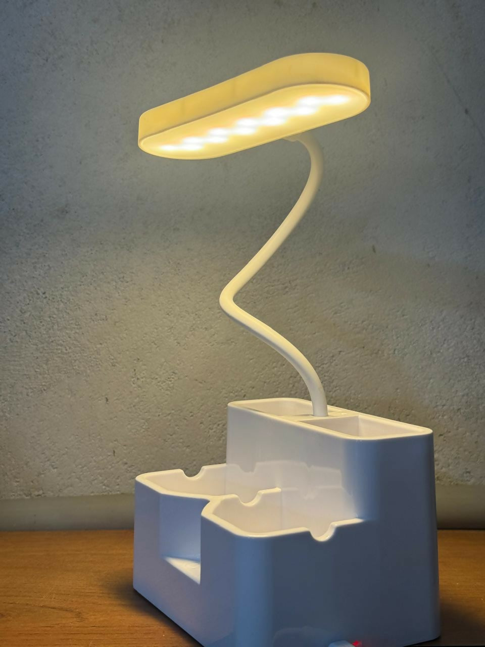 LED Study Desk Lamp with Pen Stand, 3 Color Modes, Adjustable Arm