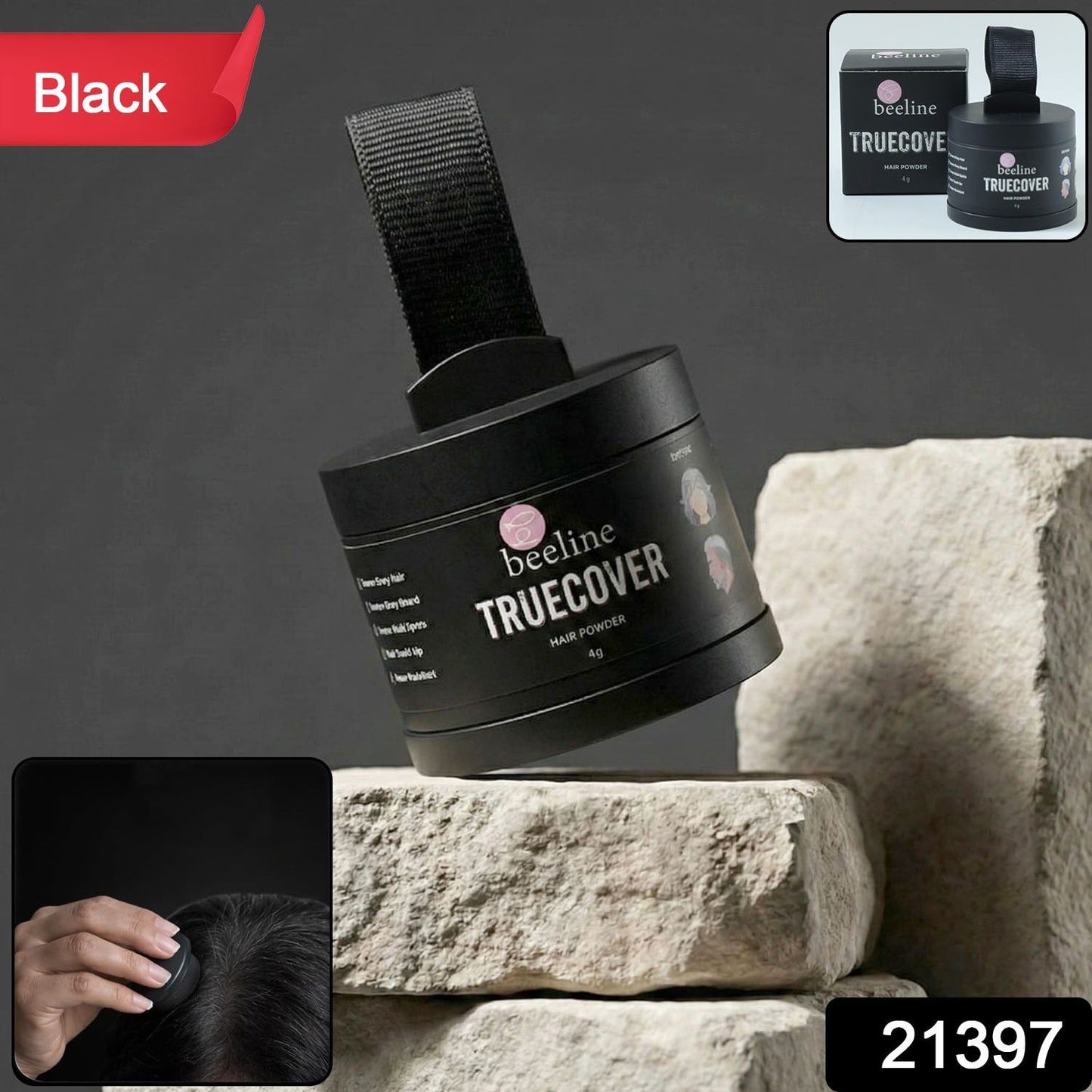 Magic Hairline Color Powder (1 Pc, 4 Black Color)