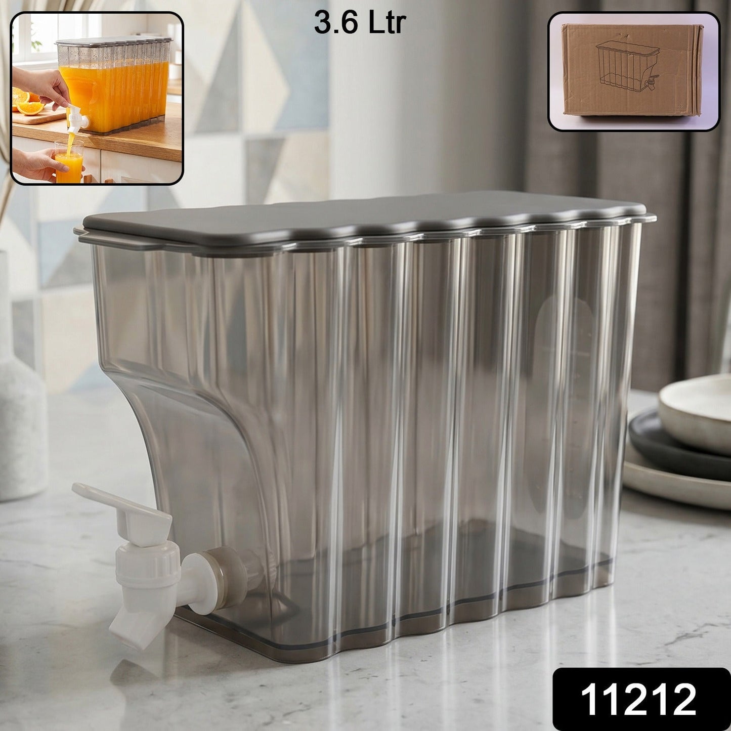 Water Jug With Tap Dispenser 3.6 Ltr (Plastic)