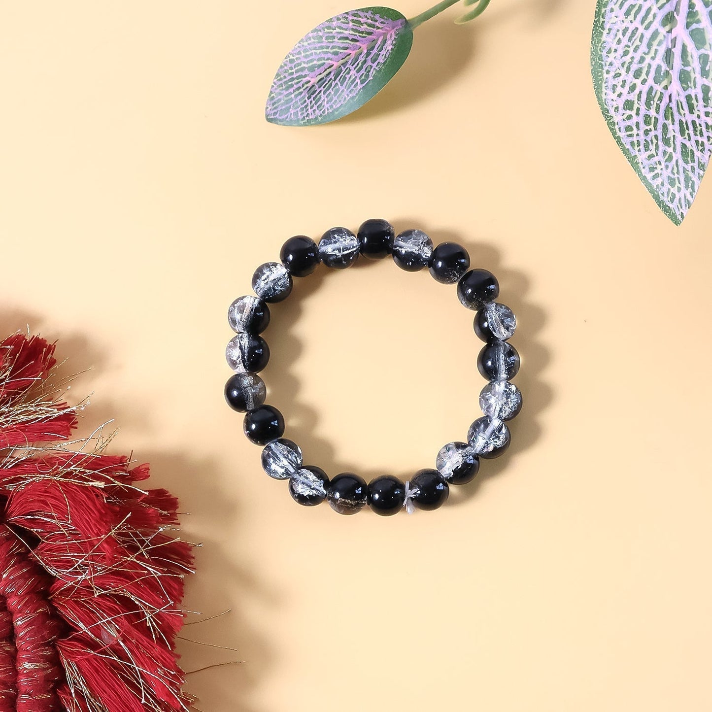 Elegant Dual-Tone Crystal Beaded Stretch Bracelet (1 Pc)