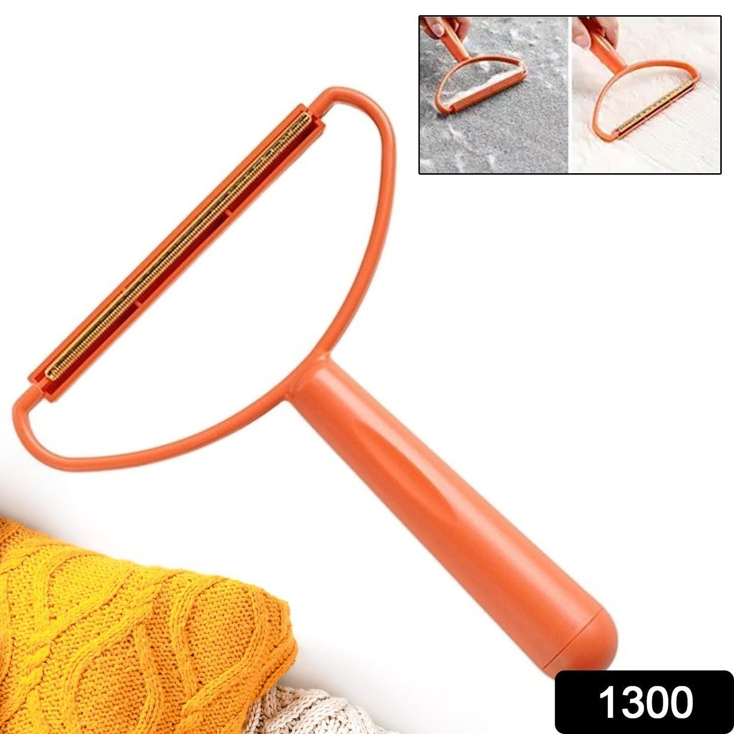 2-in-1 Portable Lint Remover – Long-Handle Brush & Sticky Roller for Clothes, Furniture & Carpets (1 Pc)