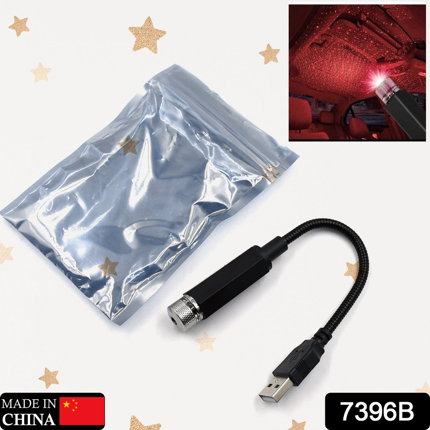 USB Star Projector – Adjustable Night Light for Home & Car