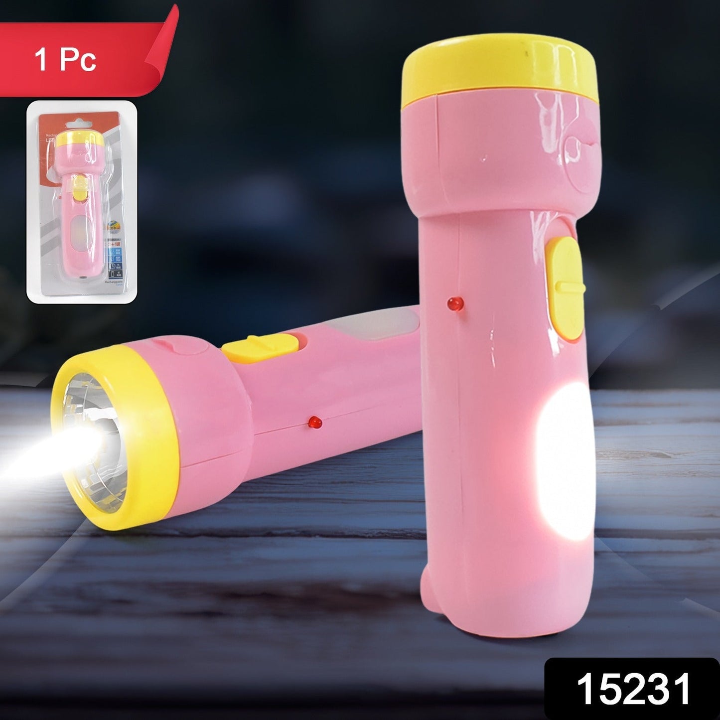 2-in-1 Rechargeable Small Handy LED Torchlight for Home, Outdoor, Tracking (1 Pc)