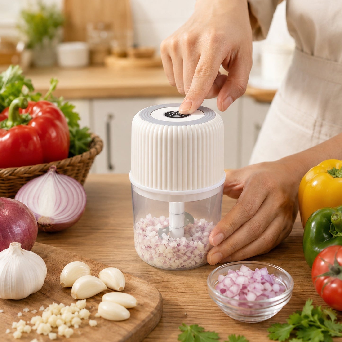 USB Rechargeable Mini Garlic Chopper Crusher (300 Ml)