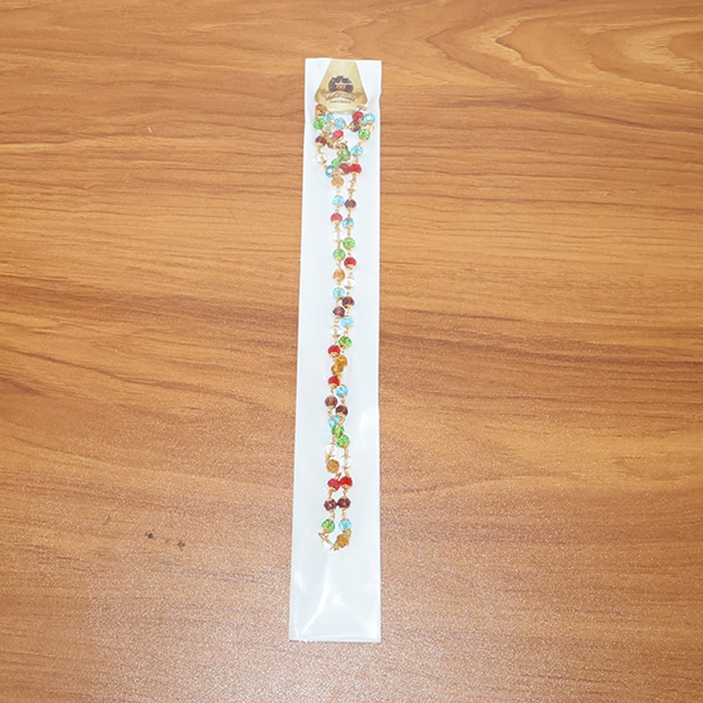 Multicolour Crystal Beaded Necklace with Gold-Tone Links (1Pc)