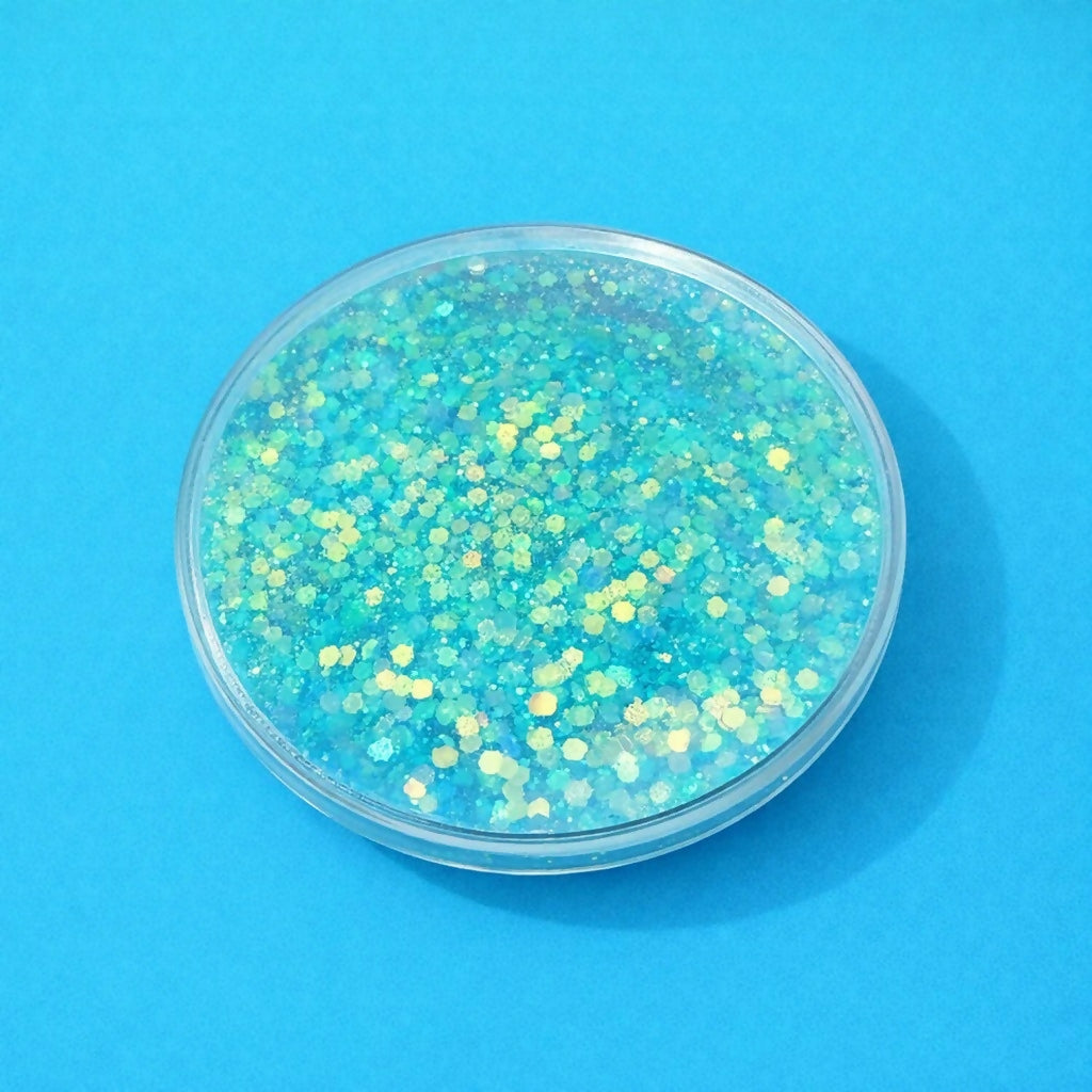 Light Blue Glitter Liquid Coaster Set Decorative Heat Resistant Cup Mat