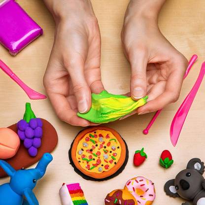 Non-Toxic Creative 100 Dough Clay 5 Different Colors, (Pack of 5 Pcs)
