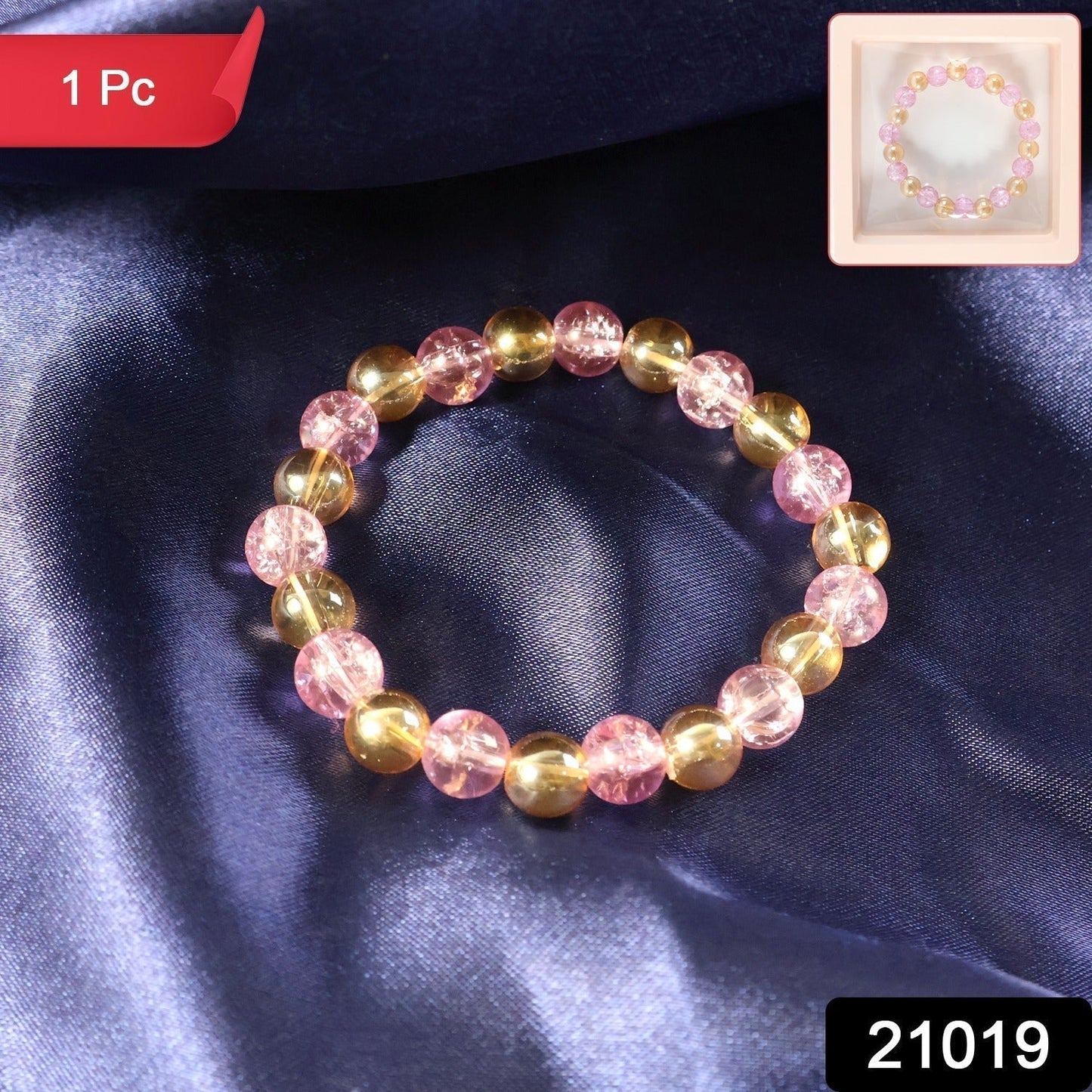 Elegant Dual-Tone Crystal Beaded Stretch Bracelet (1 Pc)