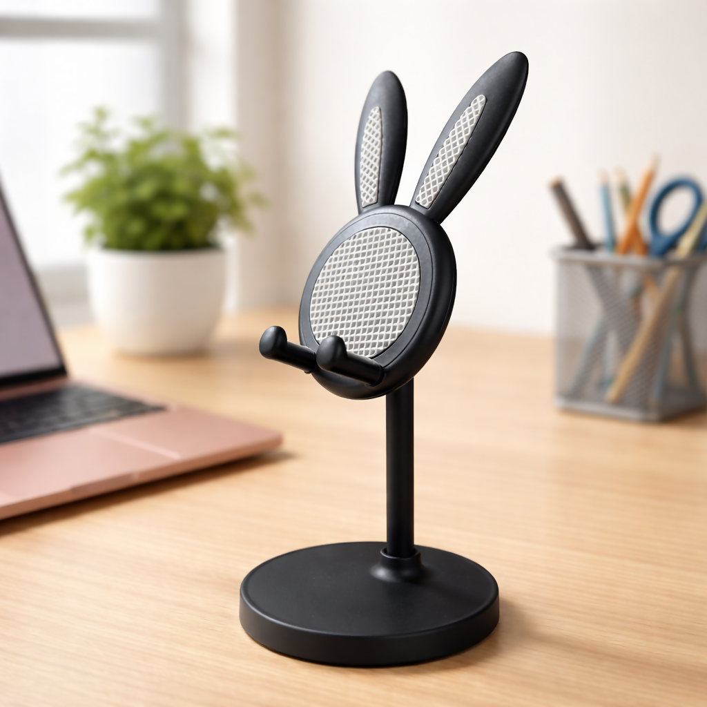 Black Rabbit Ear Mobile Phone Stand Desk Holder for Smartphone