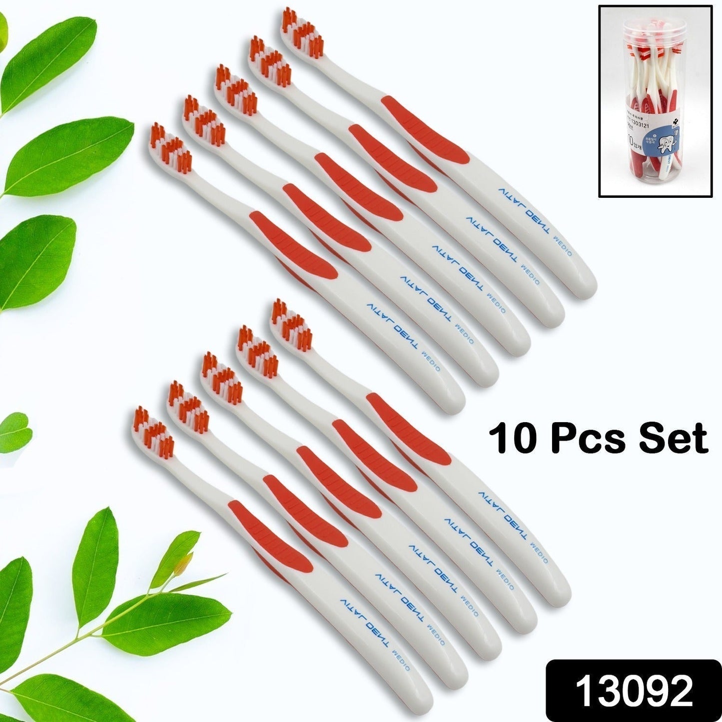 Soft Toothbrush With Plastic Round Box for Men and Women, Kids, Adults Plastic Toothbrush (10 pcs Set)