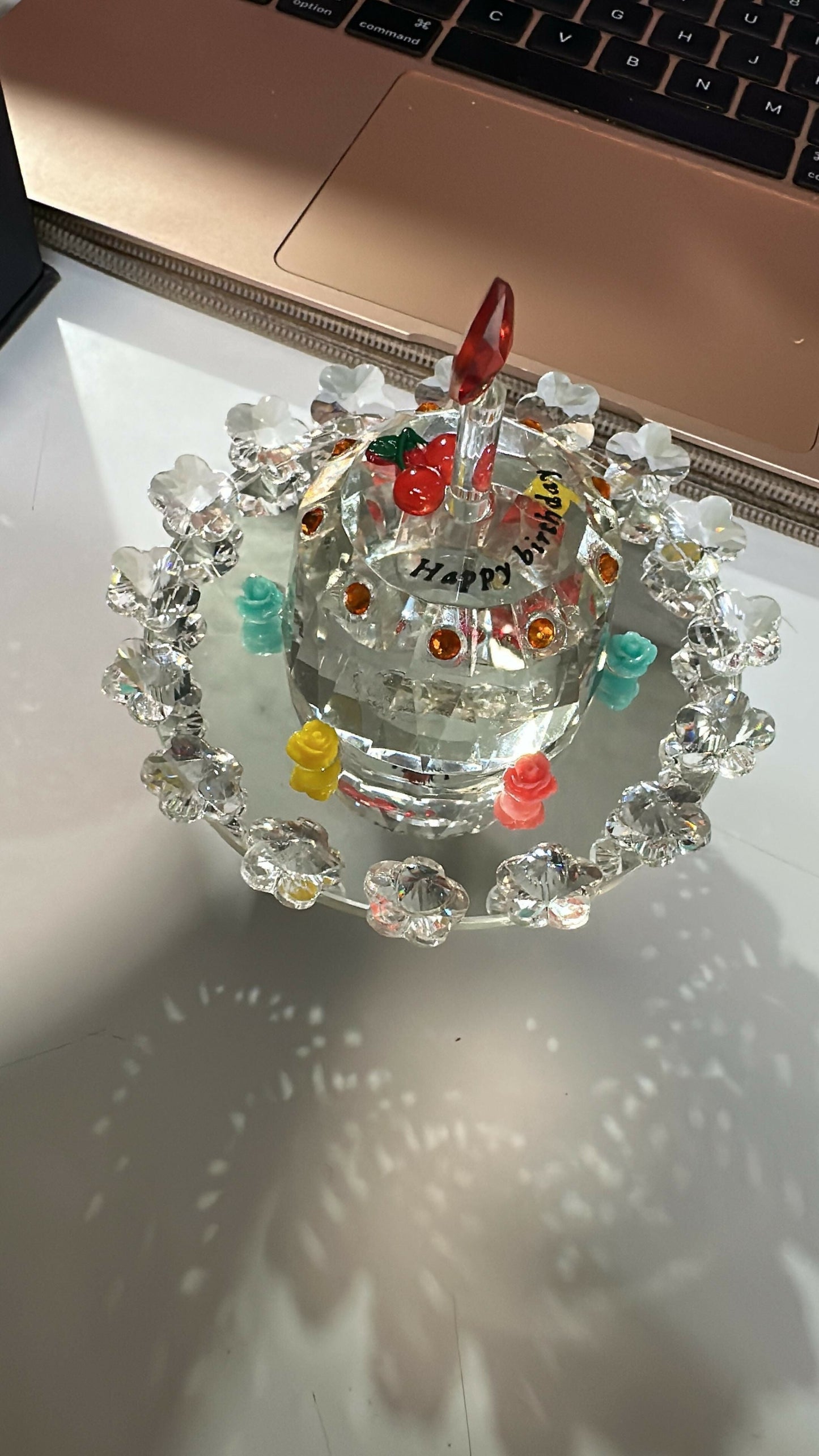 Rotating Crystal Cake Showpiece Decorative Table Centerpiece