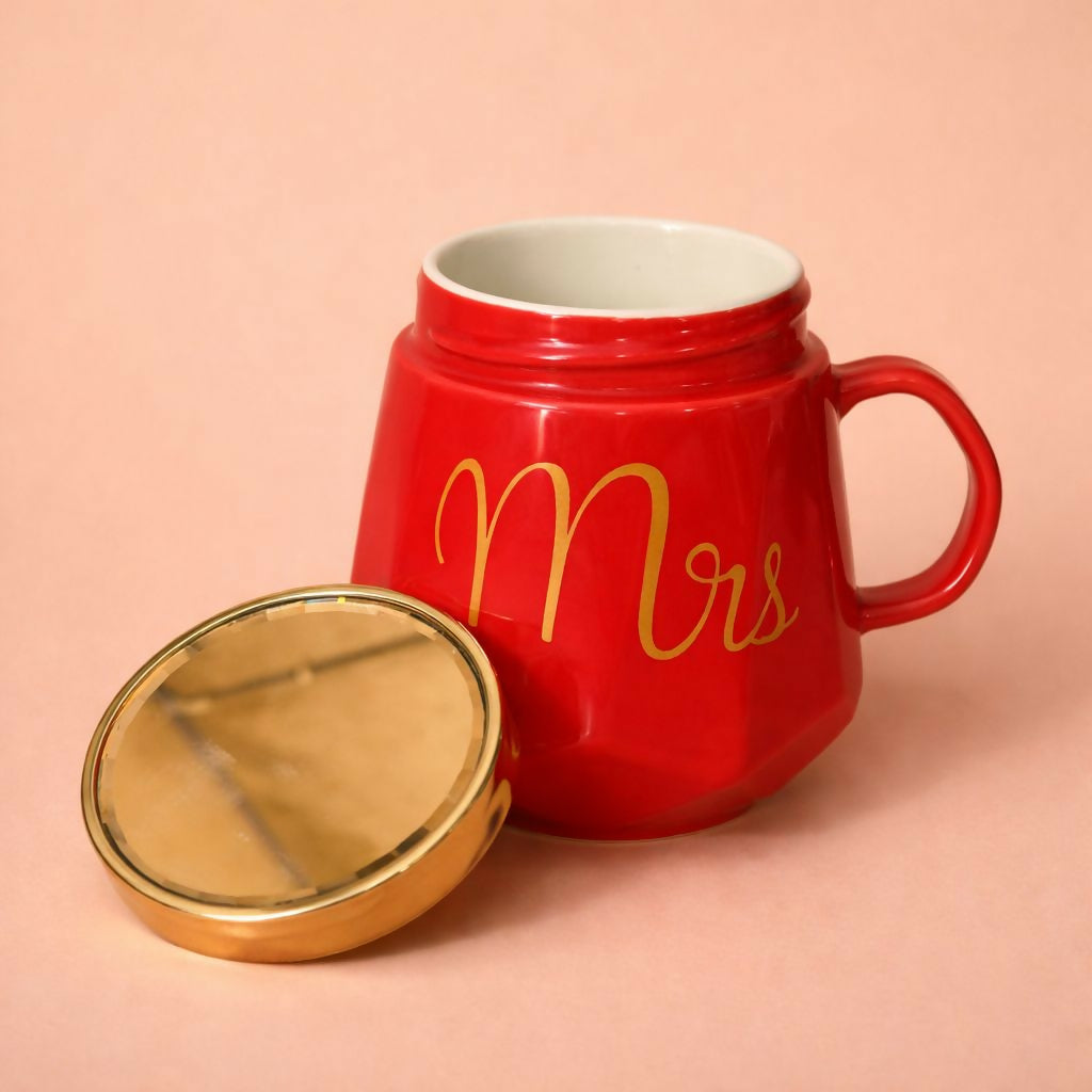 Ceramic Coffee Mug with Lid Stylish Gift Cup for Women
