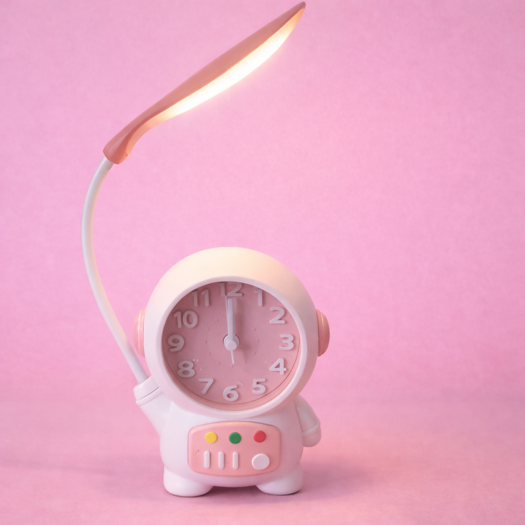 Astronaut Desk Lamp with Alarm Clock for Kids Room, Study Table & Bedside
