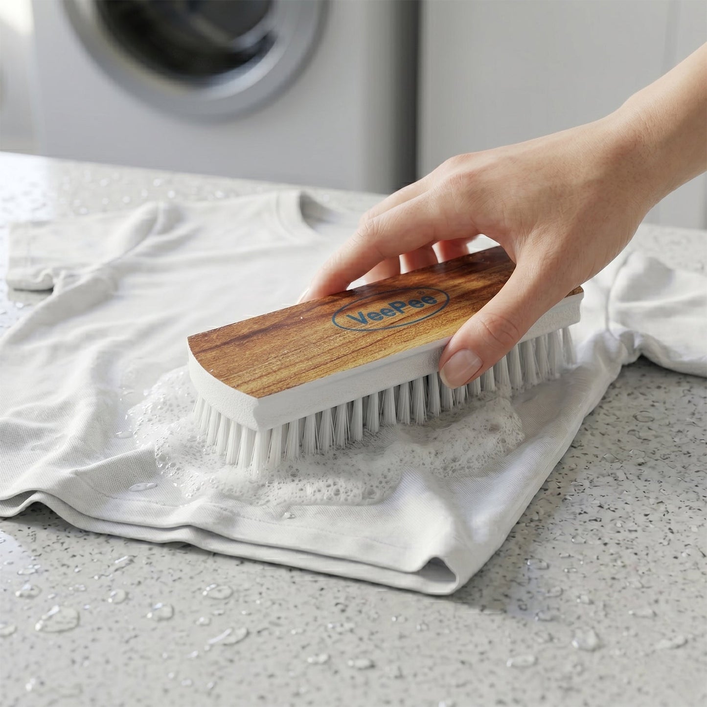 Veepee Cloth Washing and Cleaning Scrub Brush (1 Pc) – Heavy-Duty Bristles with Wooden Finish Handle