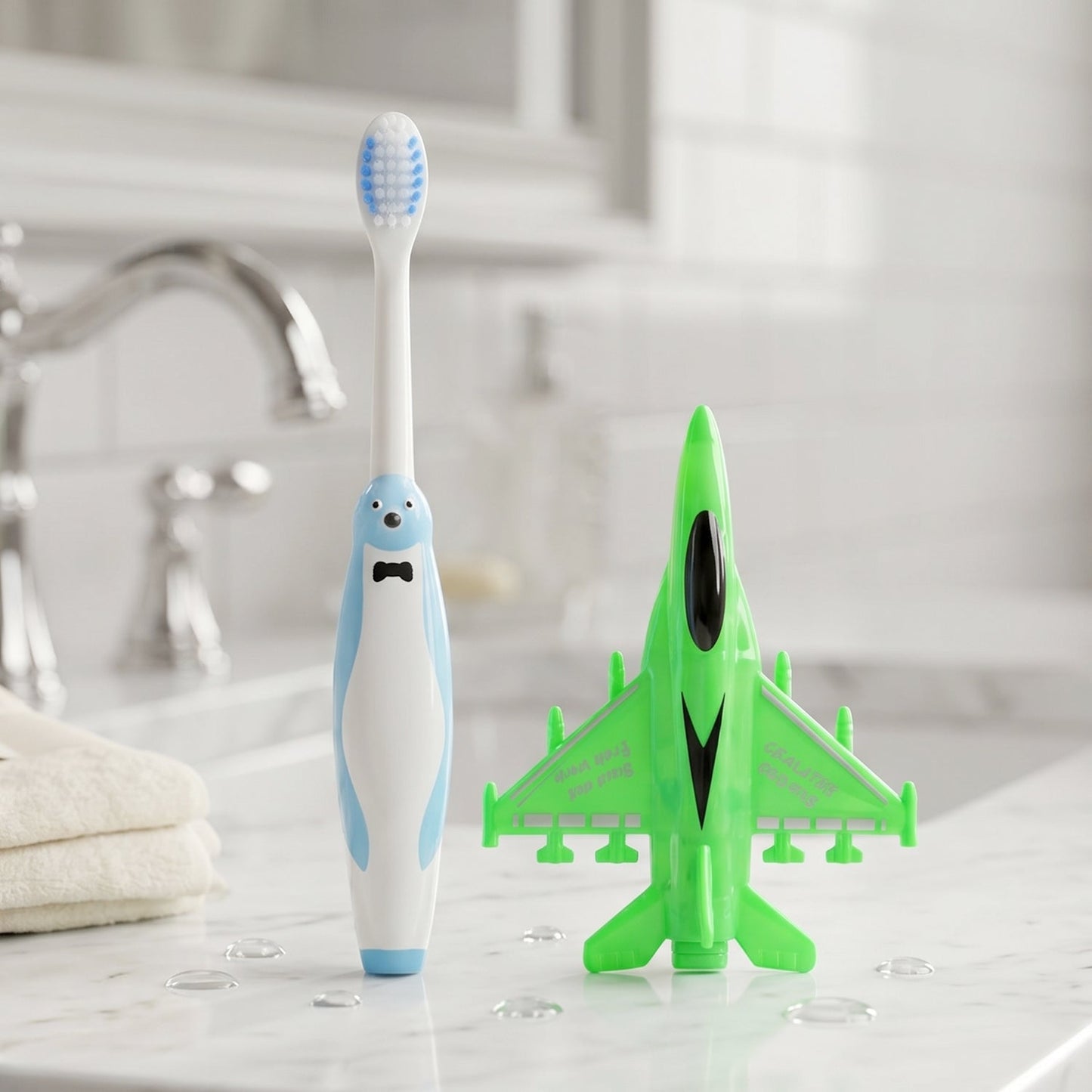 Kids Toothbrush and Airplane Keychain Toy Set