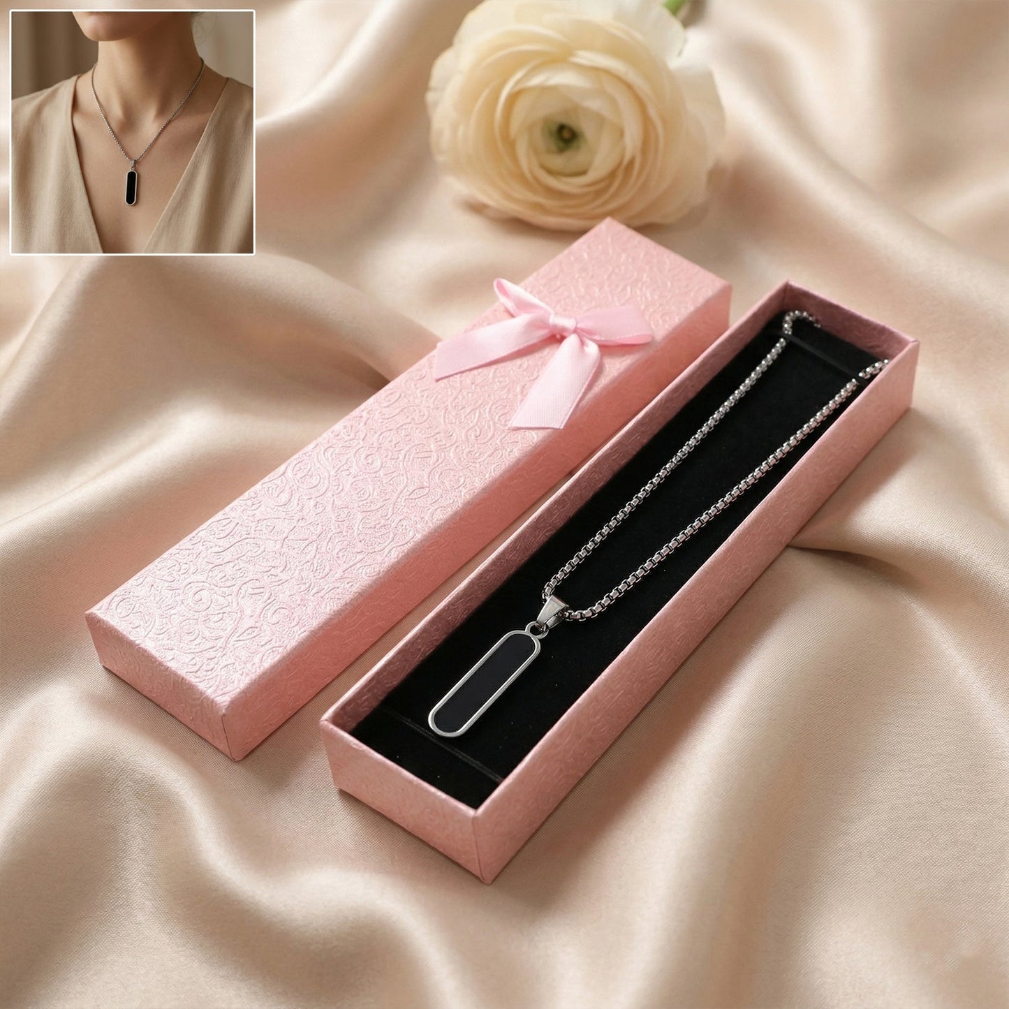 Elegant Metal Pendant Locket Necklace with Box