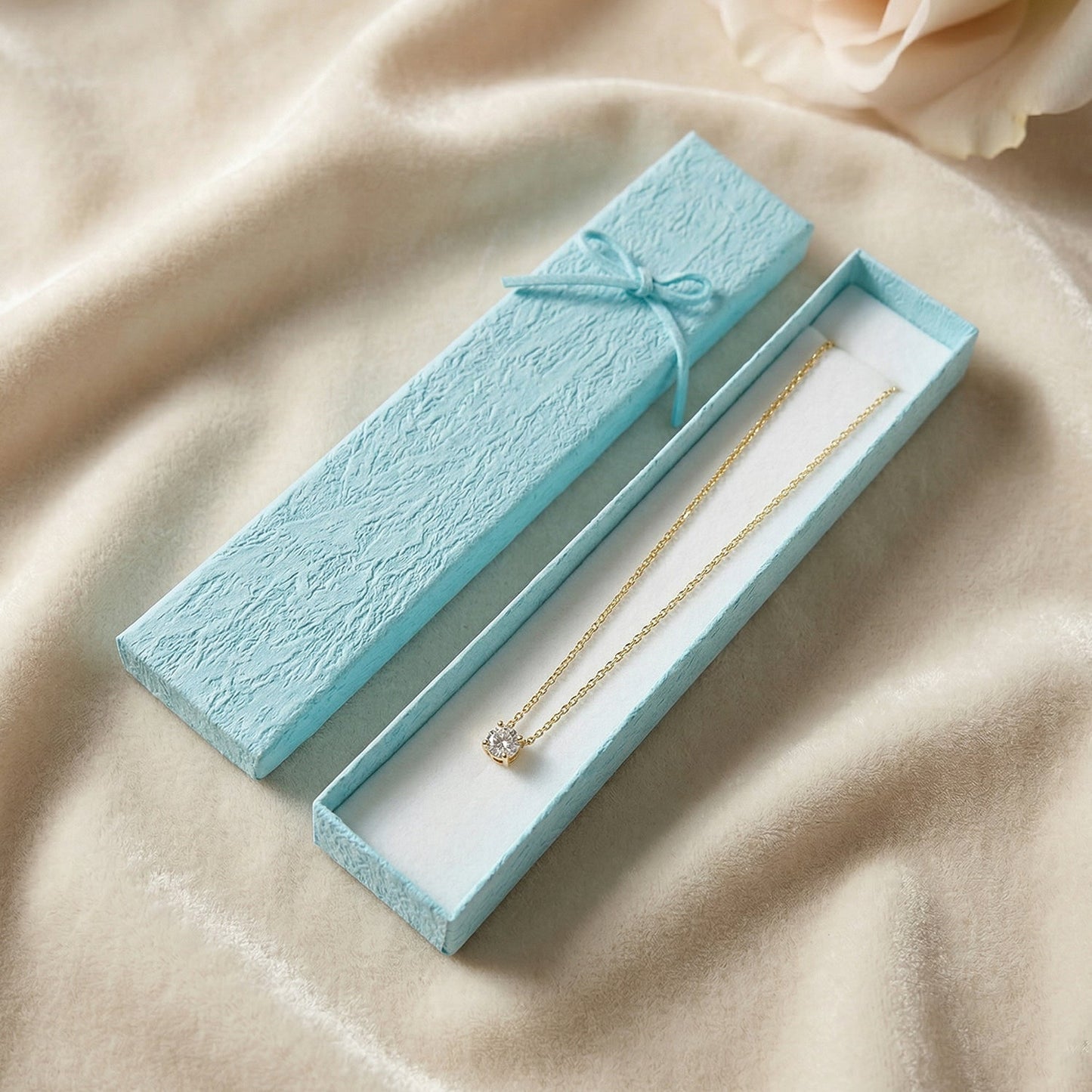 Premium Long Rectangular Jewelry Gift Box with Elegant Ribbon (1 Pc)