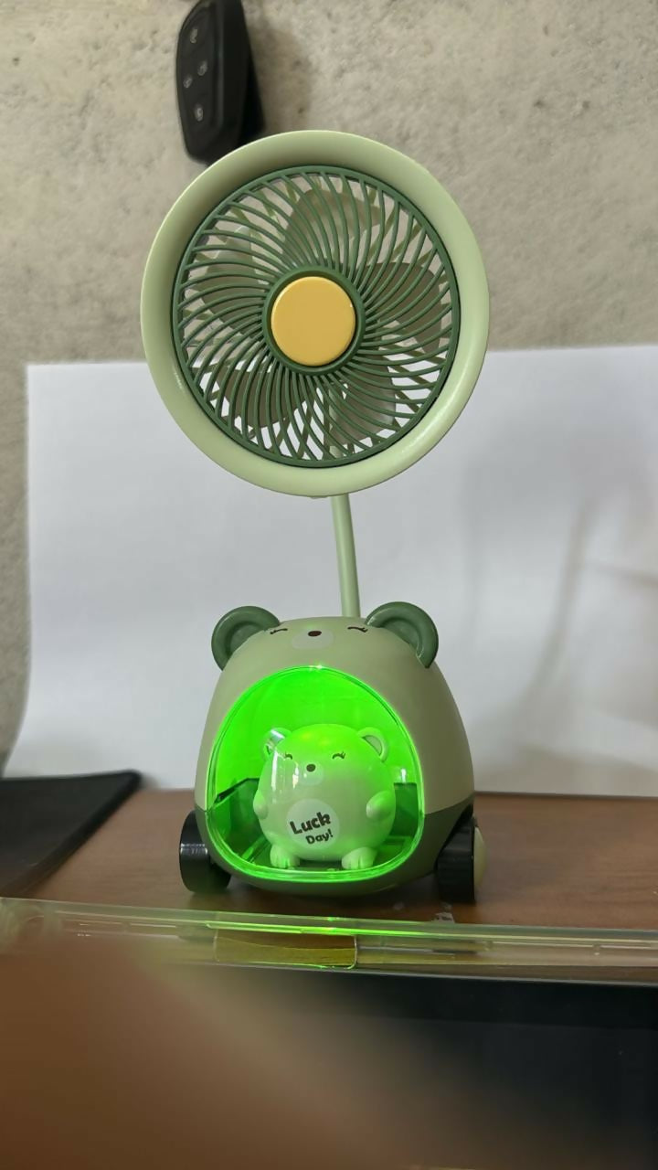 Kids Desk Fan with Pen Stand & Sharpener Lamp Organizer