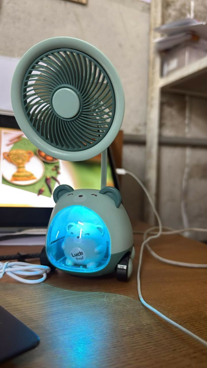 Kids Desk Fan with Pen Stand Sharpener & Night Light