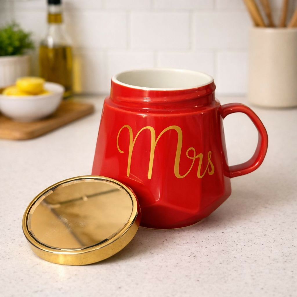 Ceramic Coffee Mug with Lid Stylish Gift Cup for Women