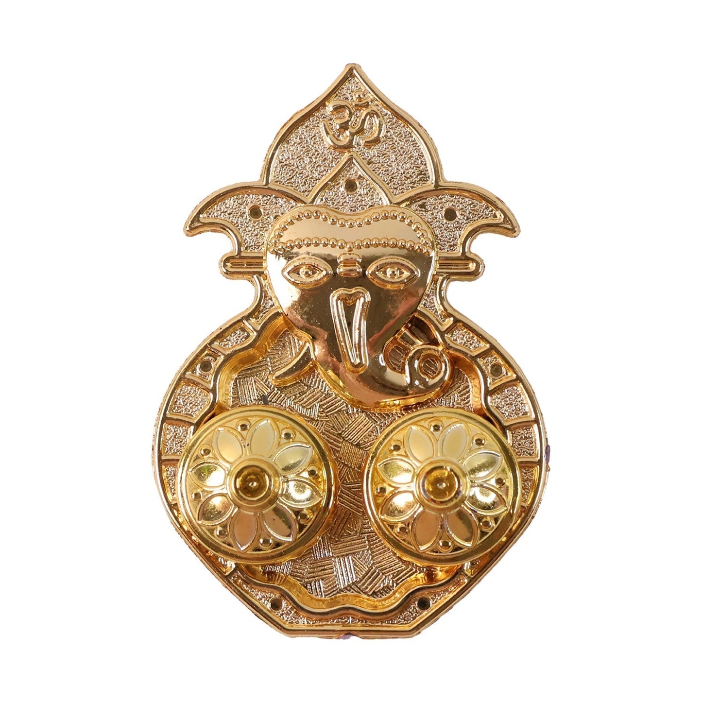 Traditional Golden Lord Ganesha Kumkum Dish (1 Pc)