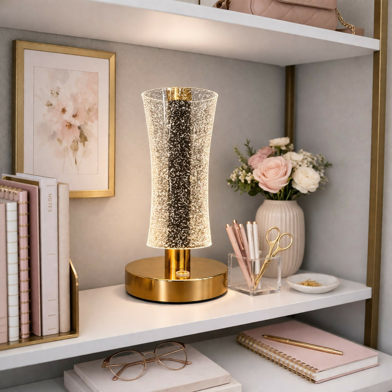 Modern Crystal Table Lamp with Warm Light for Bedroom & Living Room