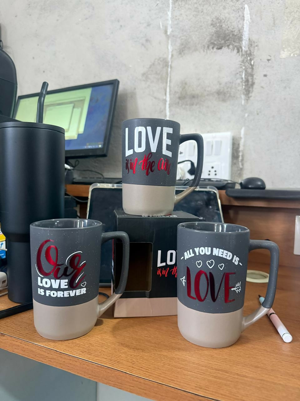 Printed Ceramic Coffee Mug Love Theme Gift Cup with Handle