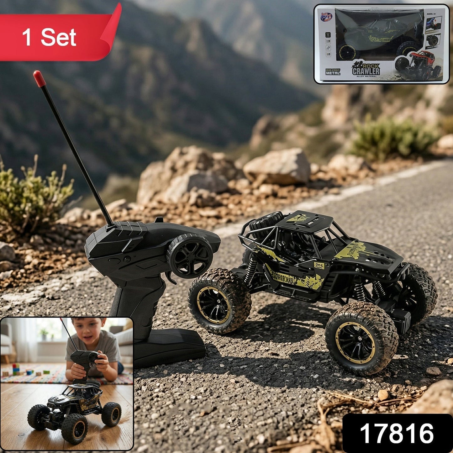 Rock Crawler Monster RC Truck All Terrain Stunt Racing Car Rechargeable Indoor Outdoor Toy Car