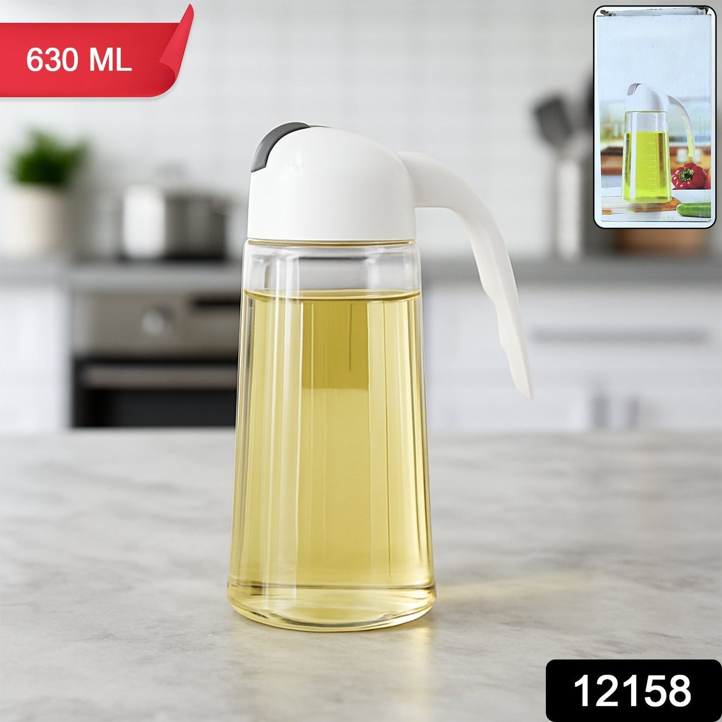 Kitchen Glass Oil Bottle Dispenser Automatic Opening Closing Home Bottles For Oil And Vinegar Honey Olive Oil Container (630ml)