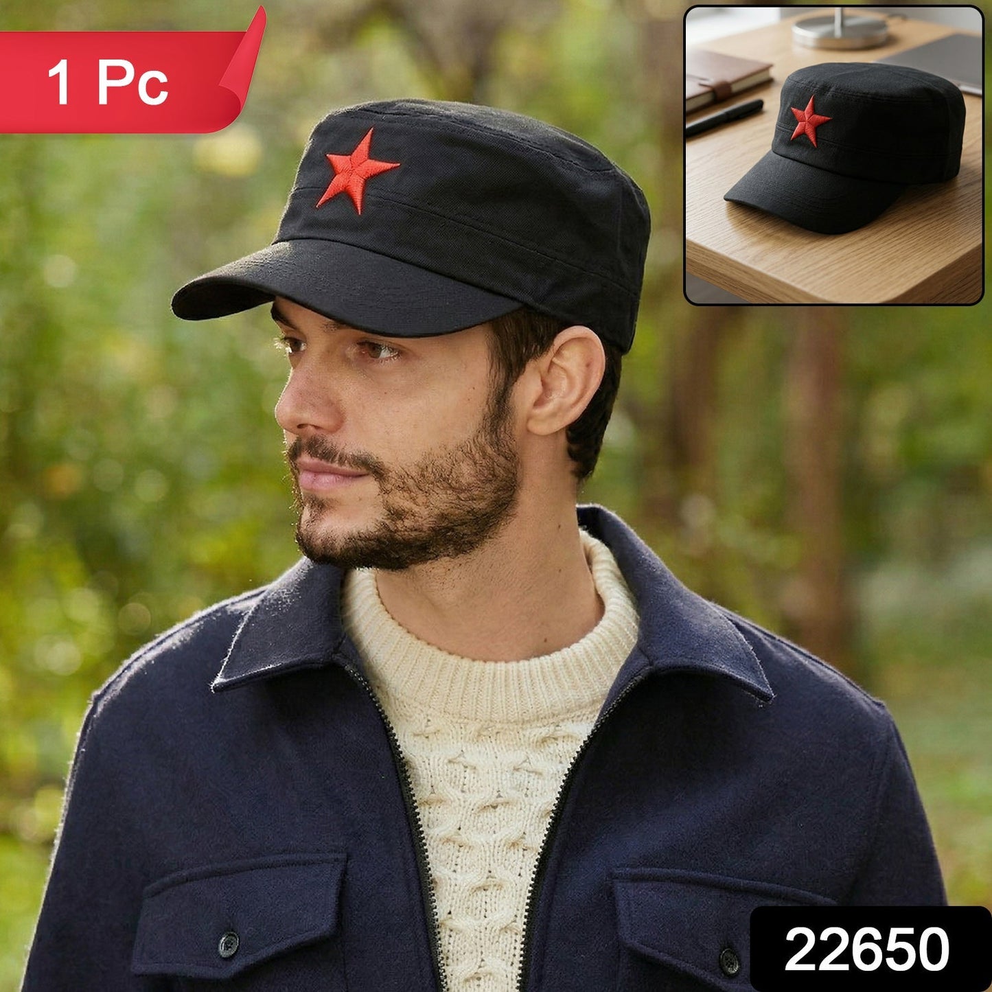 Classic Military Style Red Star Cap (1 Pc)