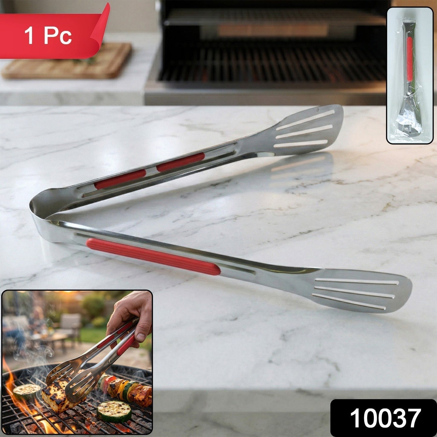 Stainless Steel Multi Purpose Kitchen Tongs with Anti Slip Grip (1 Pc)